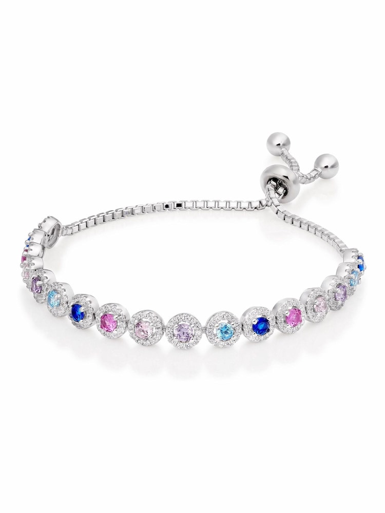 Beaverbrooks Sterling Silver Cubic Zirconia Mutli Coloured Slider Bracelet - Image 1 of 3 Beaverbrooks Sterling Silver Cubic Zirconia Mutli Coloured Slider Bracelet - Image 1 of 3