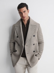 Reiss Chocolate Bantham Cable Knit Half-Zip Funnel Neck Jumper - Image 3 of 5