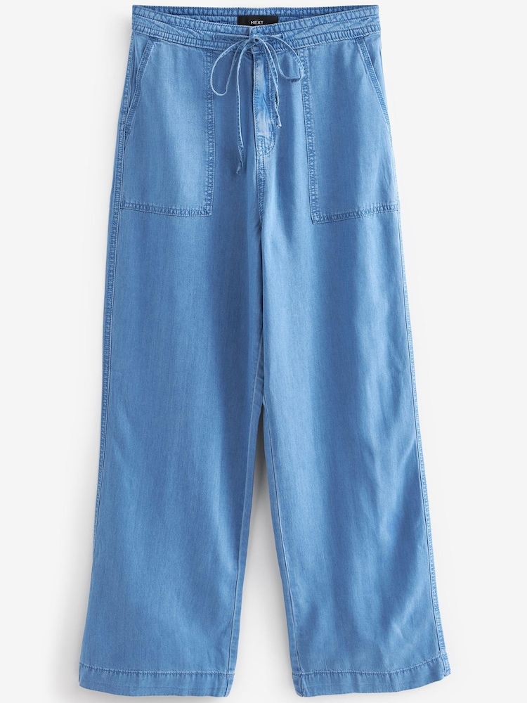 Leuchtend Blau - Lyocell Hose mit Bindegürtel und weitem Bein - Bild 5 von 5 Leuchtend Blau - Lyocell Hose mit Bindegürtel und weitem Bein - Bild 5 von 5