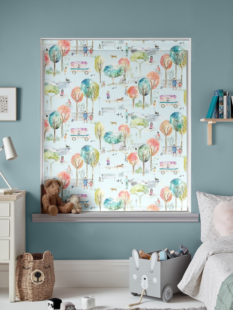 Voyage Dusk Blue Blackout Park Life Made To Measure Roller Blind - Image 2 of 6