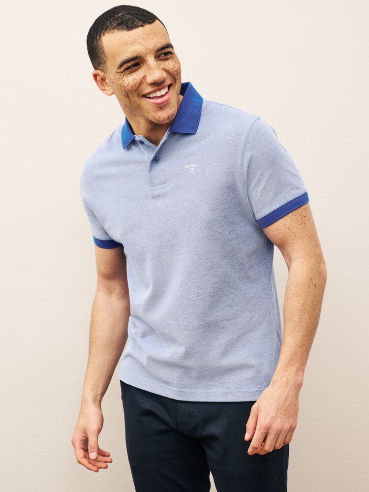 Barbour® Electric Blue Mens Sports Polo Shirt - Image 1 of 4