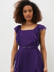 Phase Eight Purple Bailey Pleated Dress - Image 3 of 9