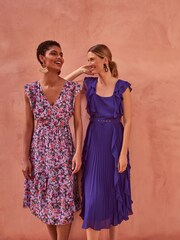 Phase Eight Purple Bailey Pleated Dress - Image 6 of 9