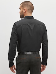 Black Regular Fit Easy Care Double Cuff Smart Shirt - Image 2 of 6