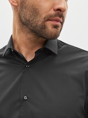 Black Regular Fit Easy Care Double Cuff Smart Shirt - Image 3 of 6