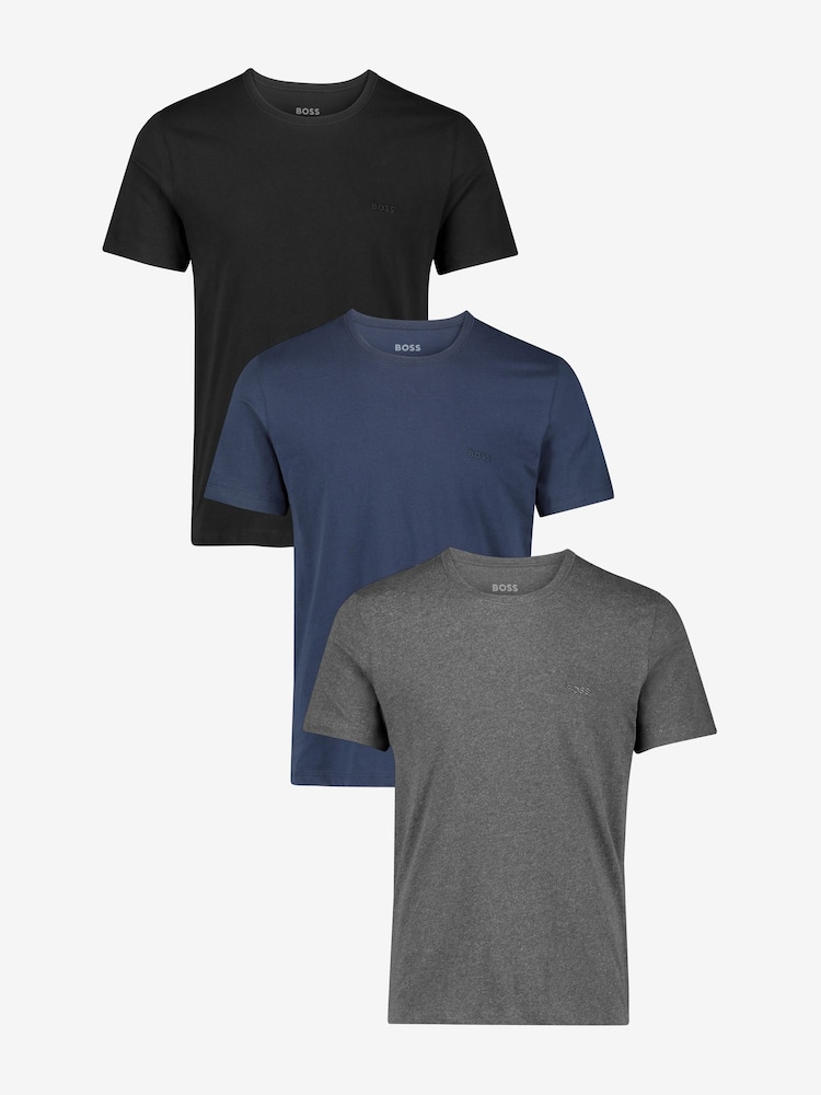 BOSS Black/Blue/Grey Classic 100% Cotton T-Shirts 3 Pack - Image 1 of 11