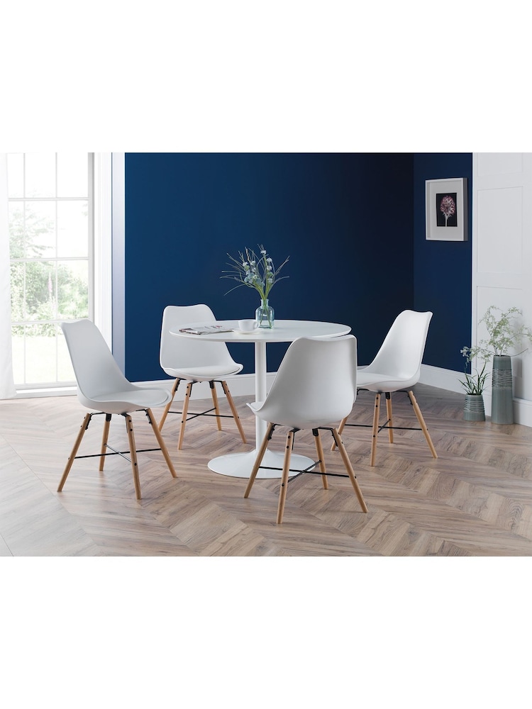 Julian Bowen White Blanco Round Compact 4 Seater Dining Table - Image 1 of 4