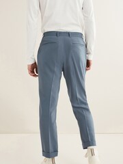 Blue Wide Leg Plain Front Formal Trousers - Image 2 of 9