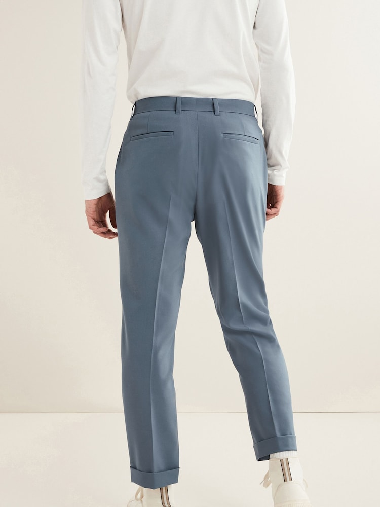 Blue Wide Leg Plain Front Formal Trousers - Image 2 of 9