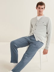 Blue Wide Leg Plain Front Formal Trousers - Image 4 of 9