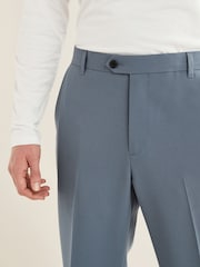 Blue Wide Leg Plain Front Formal Trousers - Image 5 of 9