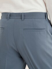 Blue Wide Leg Plain Front Formal Trousers - Image 6 of 9