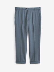 Blue Wide Leg Plain Front Formal Trousers - Image 7 of 9