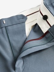 Blue Wide Leg Plain Front Formal Trousers - Image 8 of 9