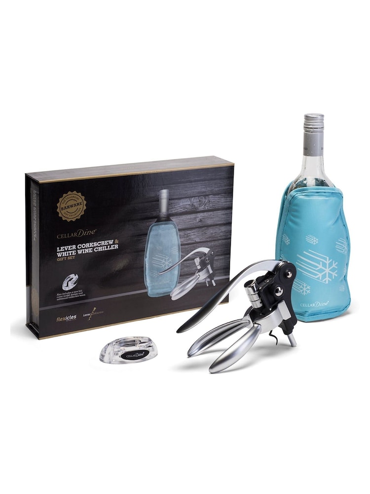 Cellardine Silver Flexicles Bottle Chiller - Lever Corkscrew Gift Set - Image 2 of 2