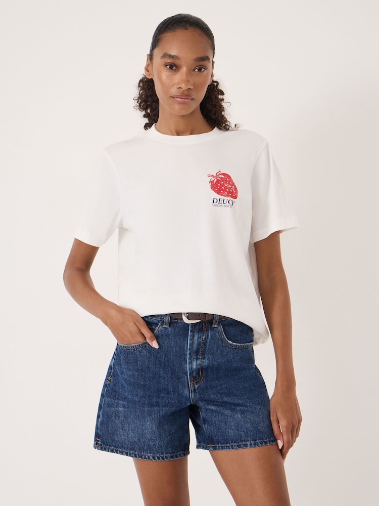 Hush White Deucy Strawberry Graphic Cotton T-Shirt - Image 1 of 5