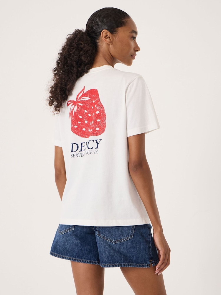 Hush White Deucy Strawberry Graphic Cotton T-Shirt - Image 2 of 5