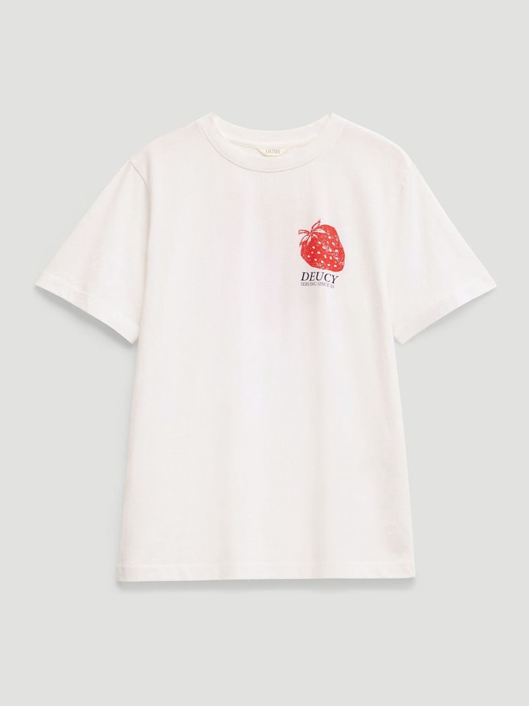 Hush White Deucy Strawberry Graphic Cotton T-Shirt - Image 5 of 5