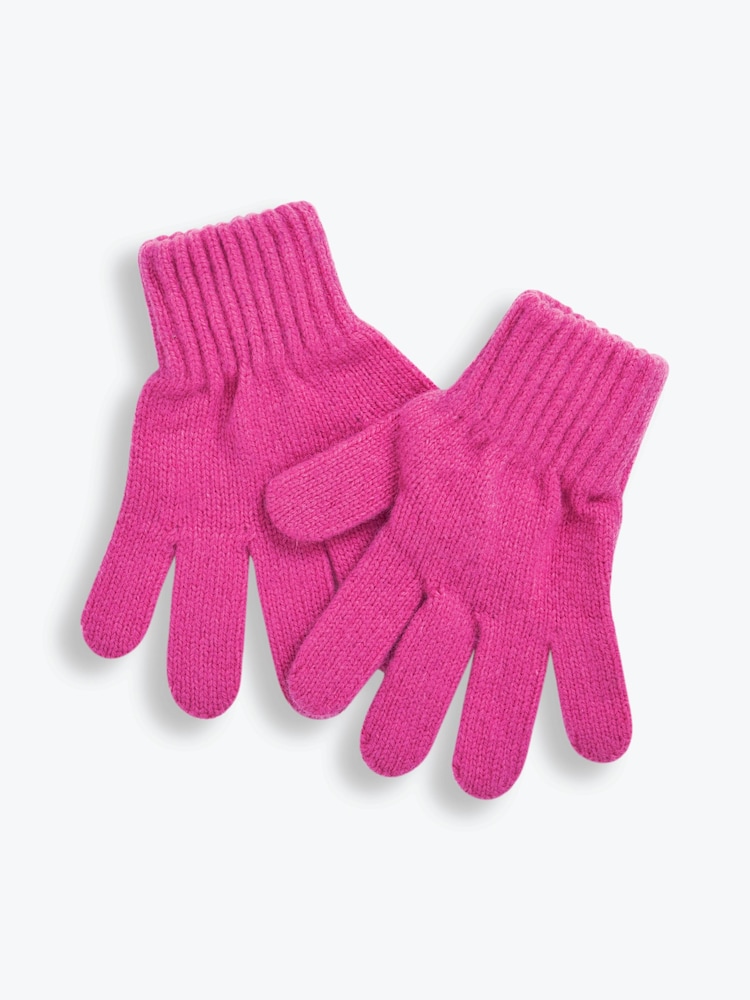 JoJo Maman Bébé Fuchsia Plain Knitted Gloves - Image 1 of 2
