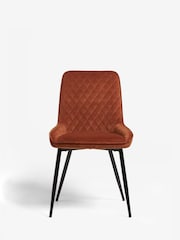 Set of 2 Soft Velvet Rust Brown Hamilton Black Leg Quilted Dining Chairs - Image 3 of 10
