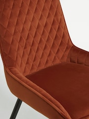 Set of 2 Soft Velvet Rust Brown Hamilton Black Leg Quilted Dining Chairs - Image 9 of 10