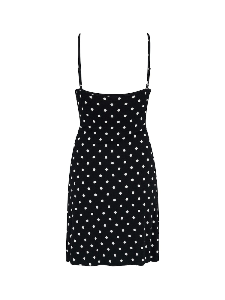 Pour Moi Black & White Polka Dot Strappy Tie Front Dress - Image 5 of 5 Pour Moi Black & White Polka Dot Strappy Tie Front Dress - Image 5 of 5
