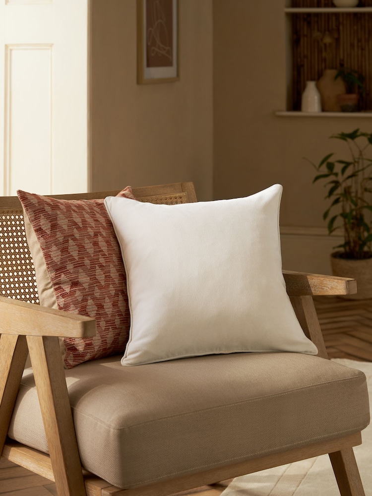 White 45 x 45cm Soft Velour Cushion - Image 1 of 4