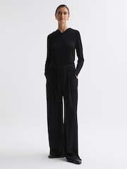 Reiss Black Emilia Long Sleeve Hoodie - Image 1 of 5