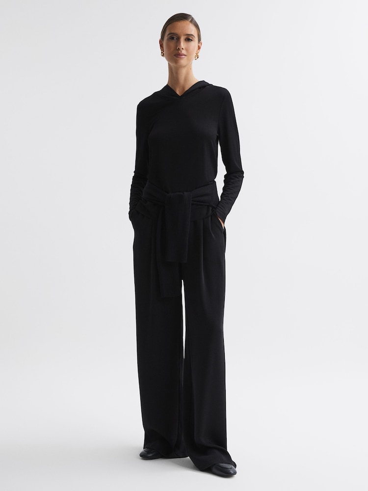 Reiss Black Emilia Long Sleeve Hoodie - Image 1 of 5