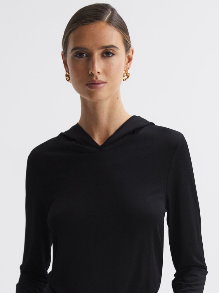 Reiss Black Emilia Long Sleeve Hoodie - Image 3 of 5