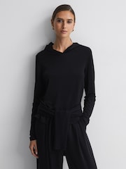 Reiss Black Emilia Long Sleeve Hoodie - Image 4 of 5