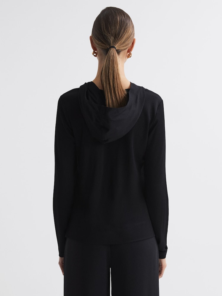 Reiss Black Emilia Long Sleeve Hoodie - Image 5 of 5