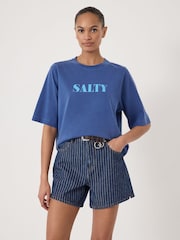 Hush Blue Salty Graphic Washed Cotton T-Shirt - Image 1 of 6