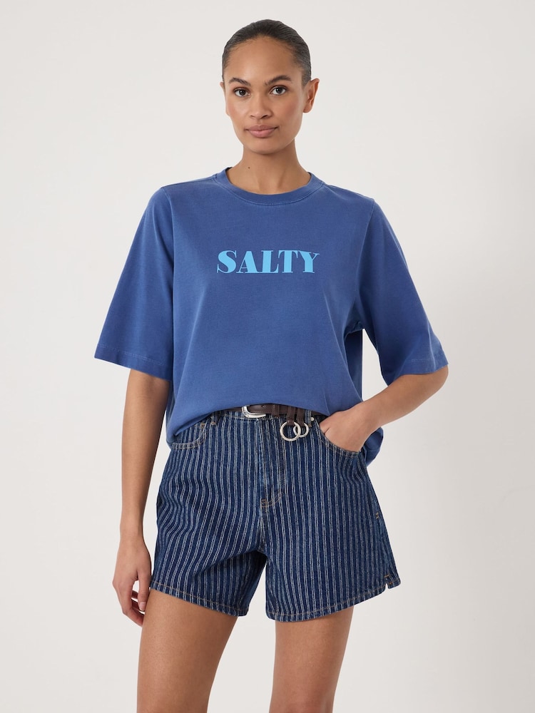 Hush Blue Salty Graphic Washed Cotton T-Shirt - Image 1 of 6