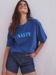 Hush Blue Salty Graphic Washed Cotton T-Shirt - Image 2 of 6