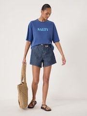 Hush Blue Salty Graphic Washed Cotton T-Shirt - Image 3 of 6