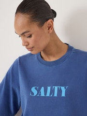 Hush Blue Salty Graphic Washed Cotton T-Shirt - Image 5 of 6