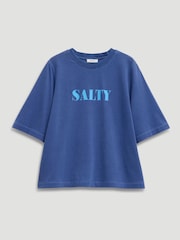Hush Blue Salty Graphic Washed Cotton T-Shirt - Image 6 of 6