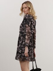 Religion Black Long Sleeve Mini Dress with Tied Waist and Ruffle Hem - Image 4 of 6