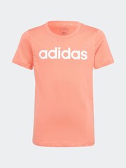 adidas Orange Slim Fit Junior Essentials Linear Logo 100% Cotton T-Shirt - Image 1 of 5