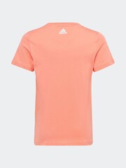 adidas Orange Slim Fit Junior Essentials Linear Logo 100% Cotton T-Shirt - Image 2 of 5
