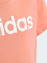 adidas Orange Slim Fit Junior Essentials Linear Logo 100% Cotton T-Shirt - Image 3 of 5