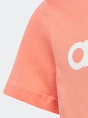 adidas Orange Slim Fit Junior Essentials Linear Logo 100% Cotton T-Shirt - Image 4 of 5