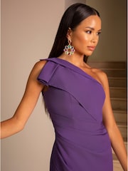 Chi Chi London Purple One Shoulder Wrap Detail Midi Dress - Image 4 of 5