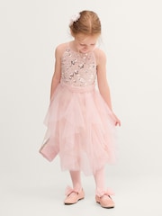 Monsoon Pink Gracie Embellished Waterfall Dress - Image 1 of 3