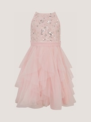 Monsoon Pink Gracie Embellished Waterfall Dress - Image 2 of 3