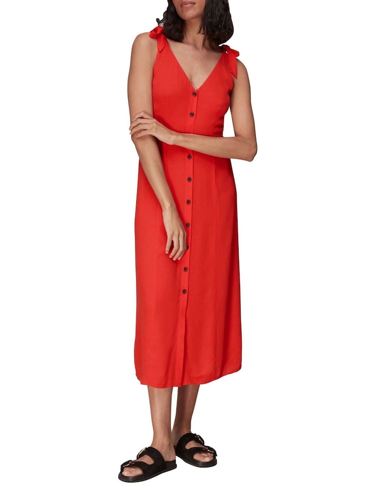 Whistles Red Hanna Tie Shoulder Dress - Image 1 of 4