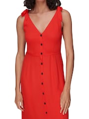 Whistles Red Hanna Tie Shoulder Dress - Image 3 of 4