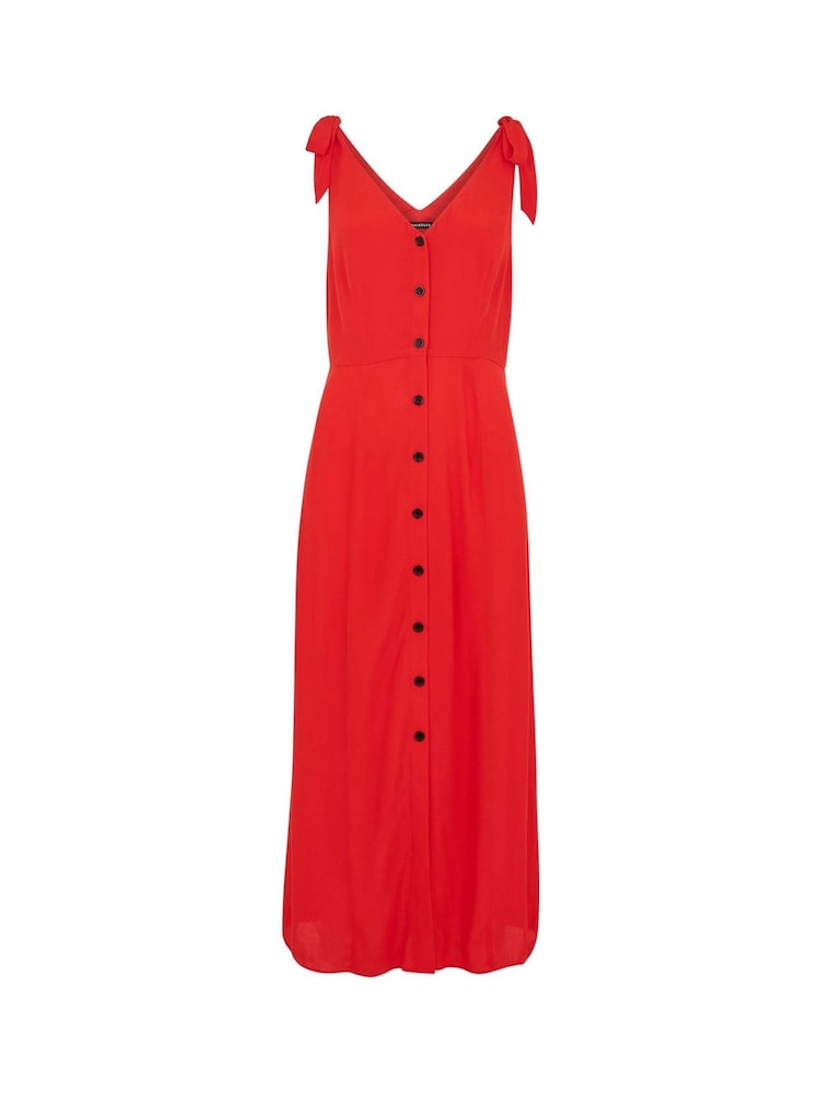 Whistles Red Hanna Tie Shoulder Dress - Image 4 of 4