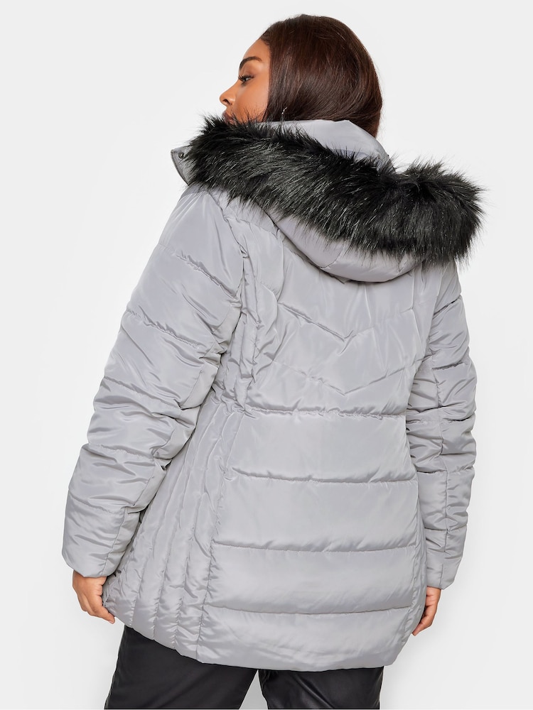 Yours Curve Grey Puffa Short Jacket - Image 2 of 4